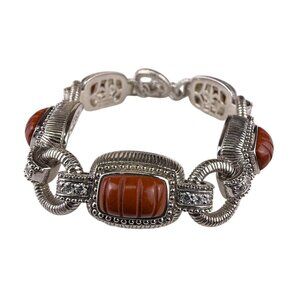 Judith Ripka Womens Silver  Carnelian Bracelet Toggle Closure Design